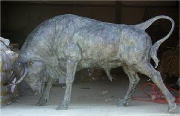 Bull Fighting Bronze Sculpture 100" Long